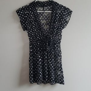 Sheer Polka-Dot Rose Top
